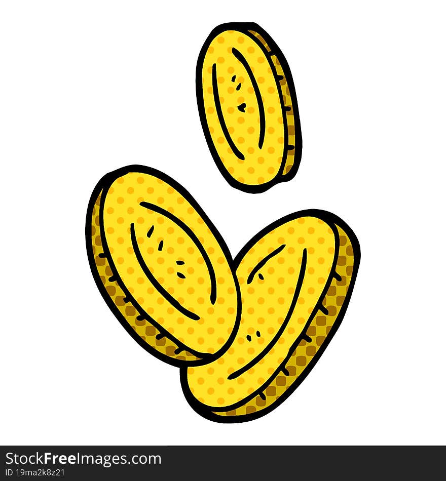 cartoon doodle gold coins