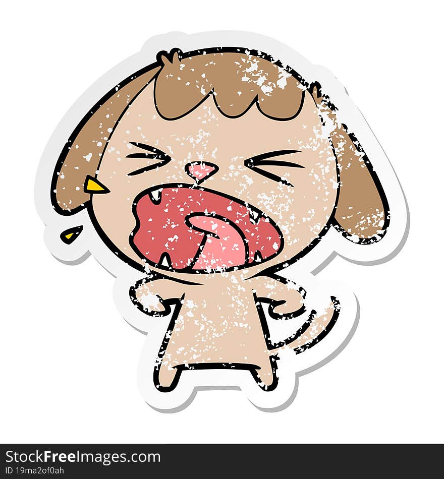 distressed sticker of a cute cartoon dog