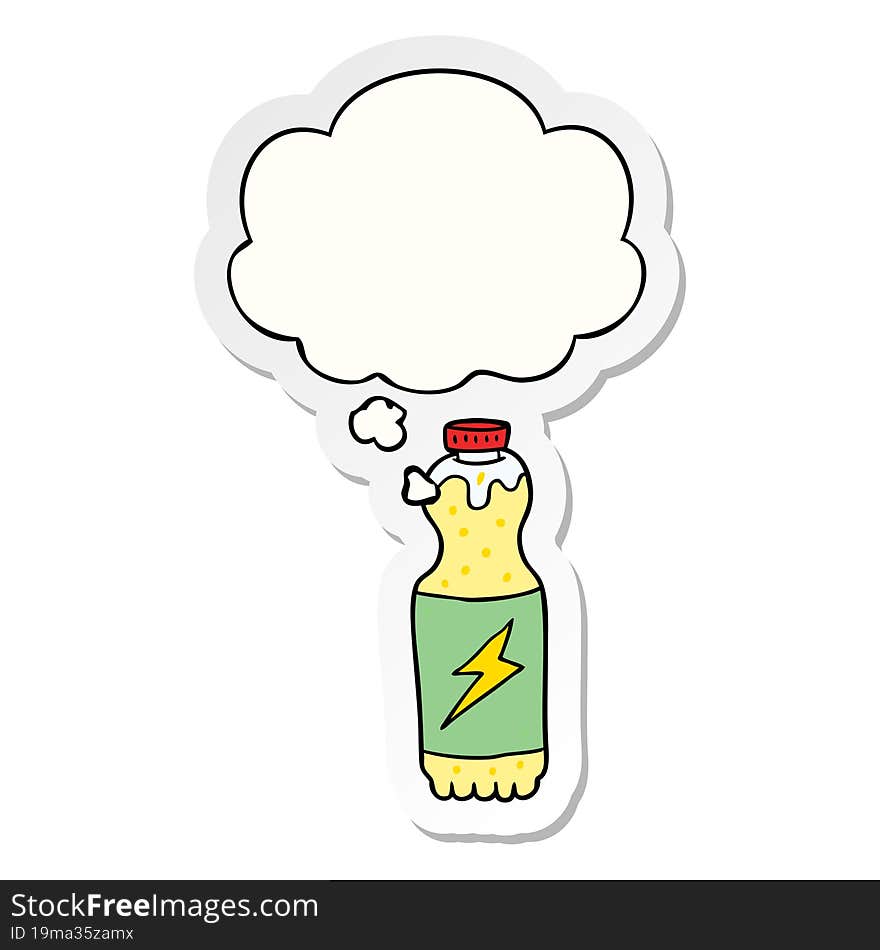 Cartoon Soda Bottle And Thought Bubble As A Printed Sticker