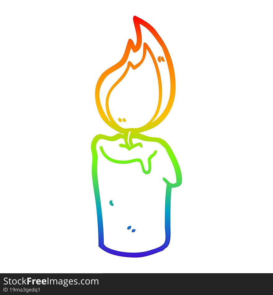 rainbow gradient line drawing cartoon candle