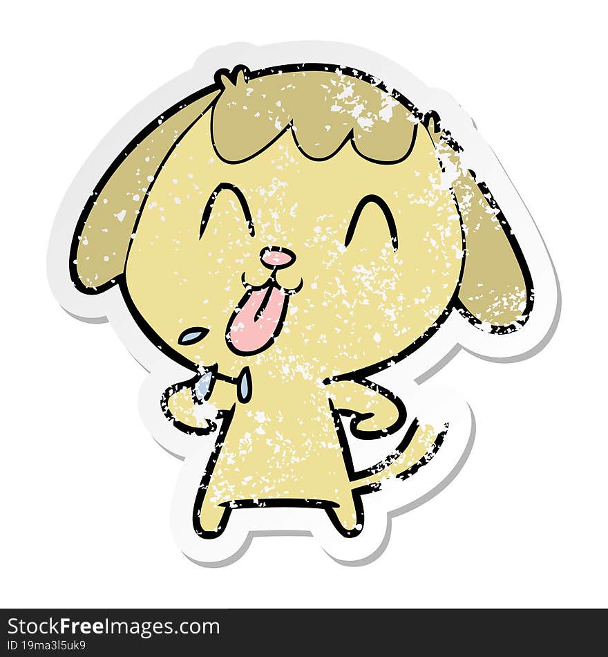 Distressed Sticker Of A Cute Cartoon Dog