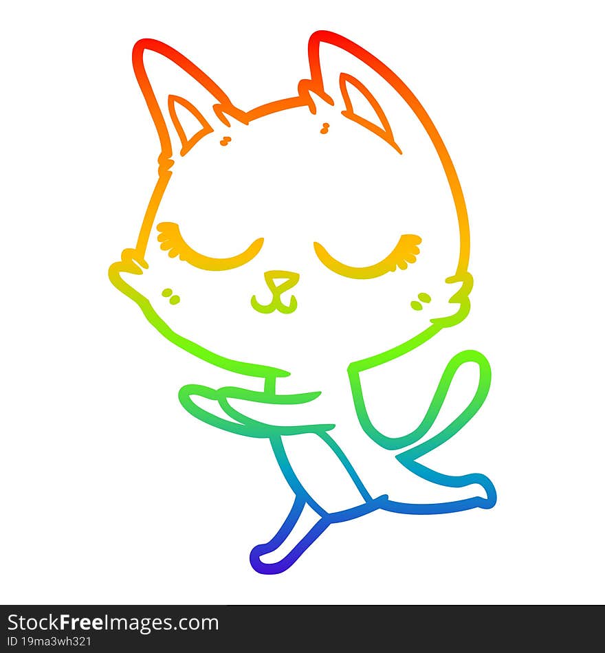 rainbow gradient line drawing calm cartoon cat