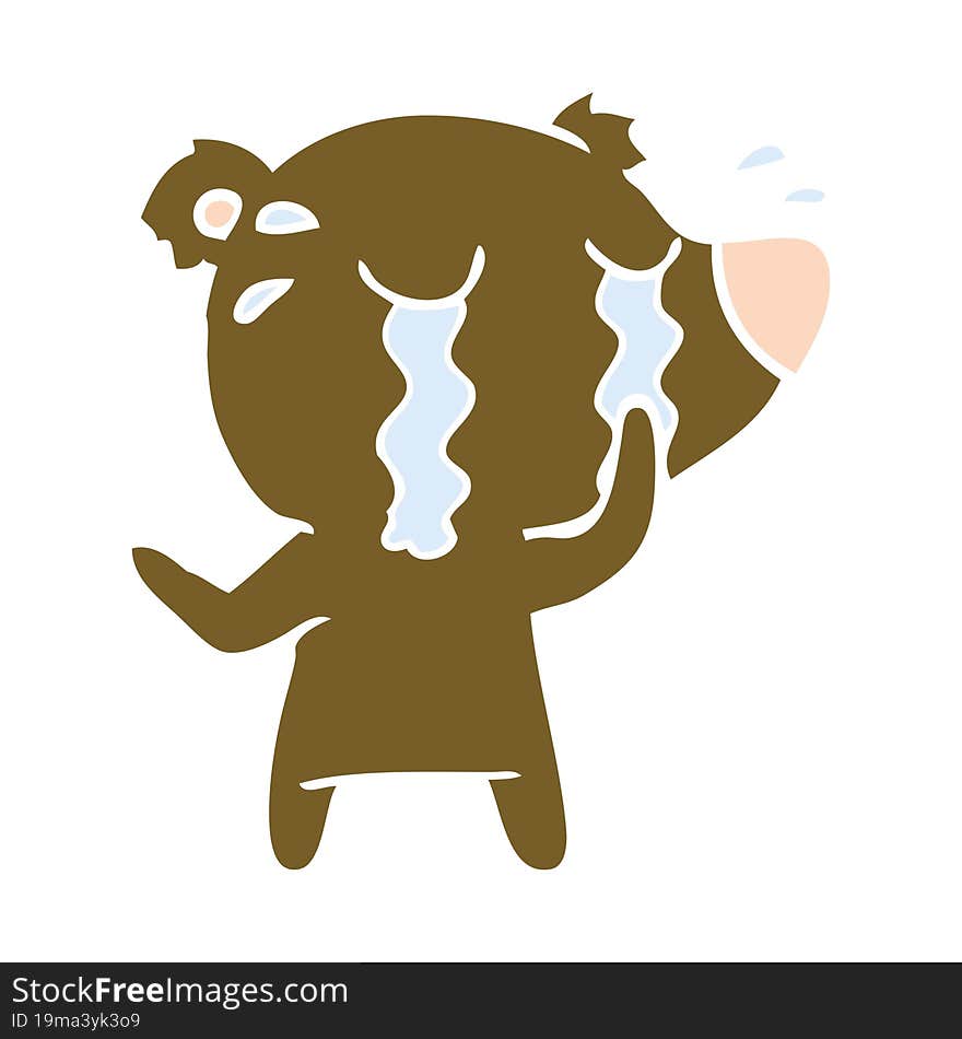 crying bear flat color style cartoon chraracter