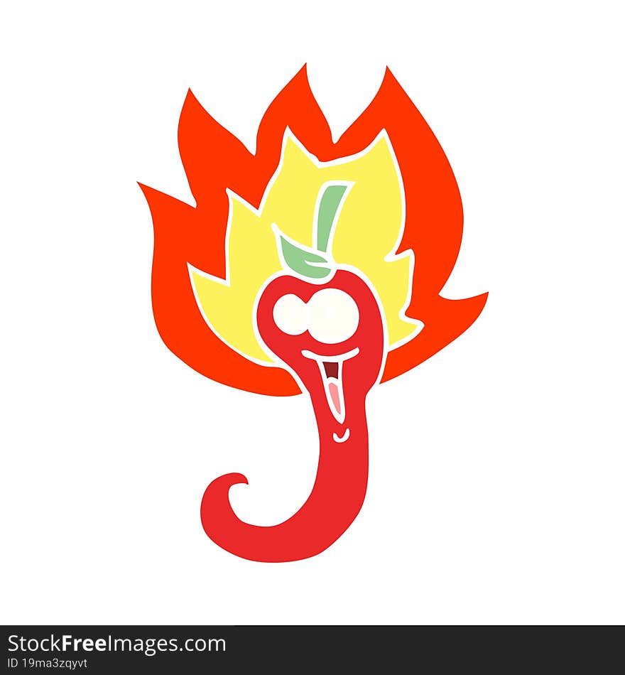 Flat Color Illustration Cartoon Red Hot Chili