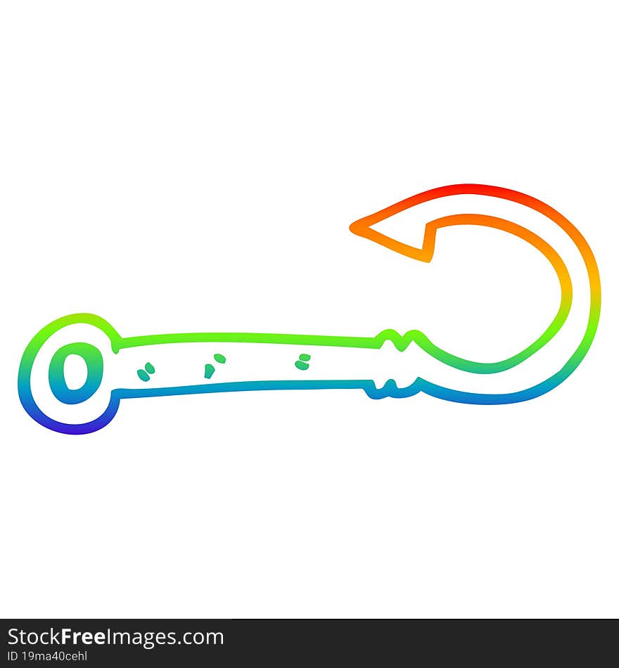 rainbow gradient line drawing cartoon fish hook