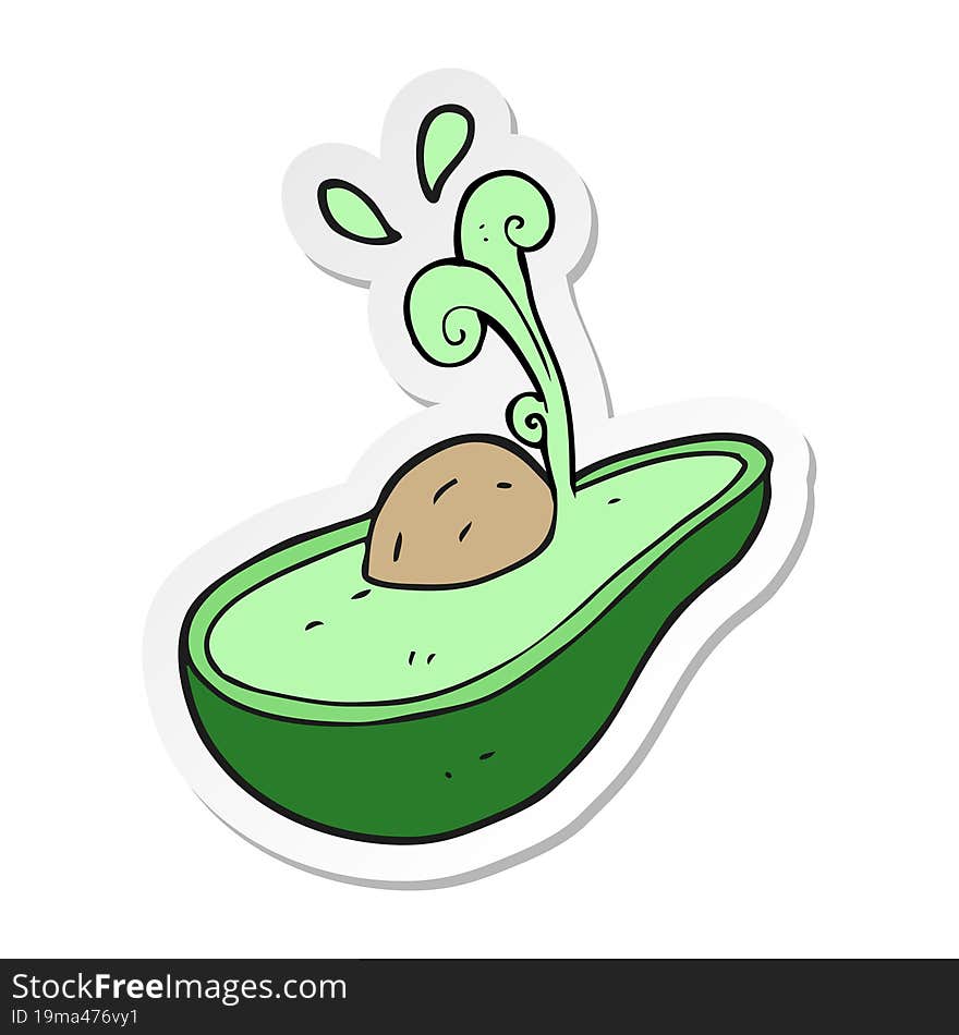 Sticker Of A Cartoon Avocado