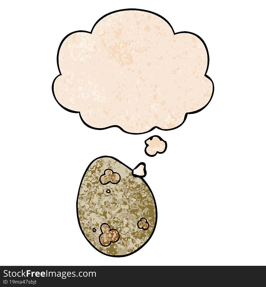 cartoon egg and thought bubble in grunge texture pattern style