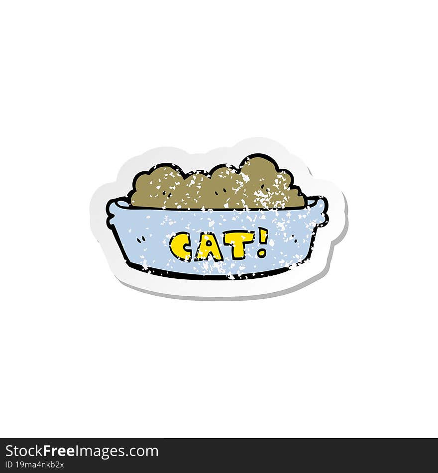 retro distressed sticker of a cartoon cat food