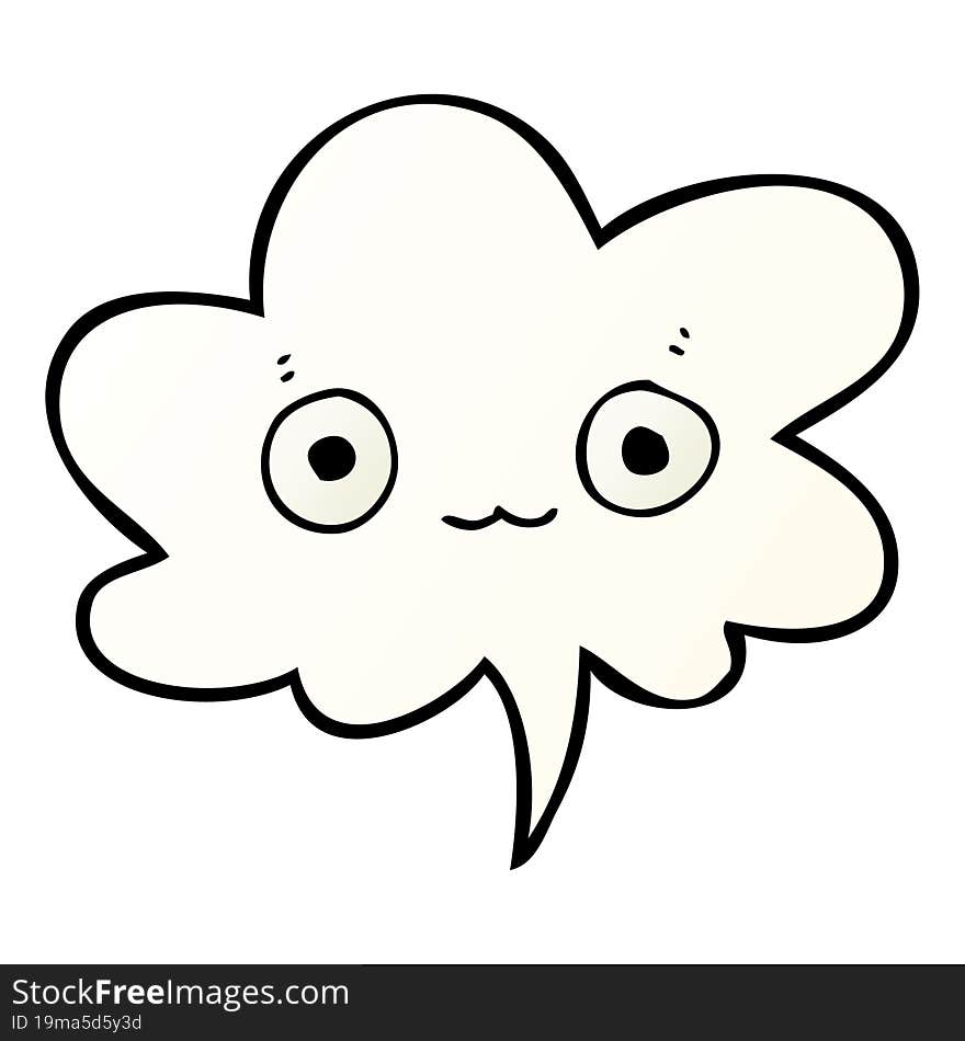 cute cartoon face with speech bubble in smooth gradient style