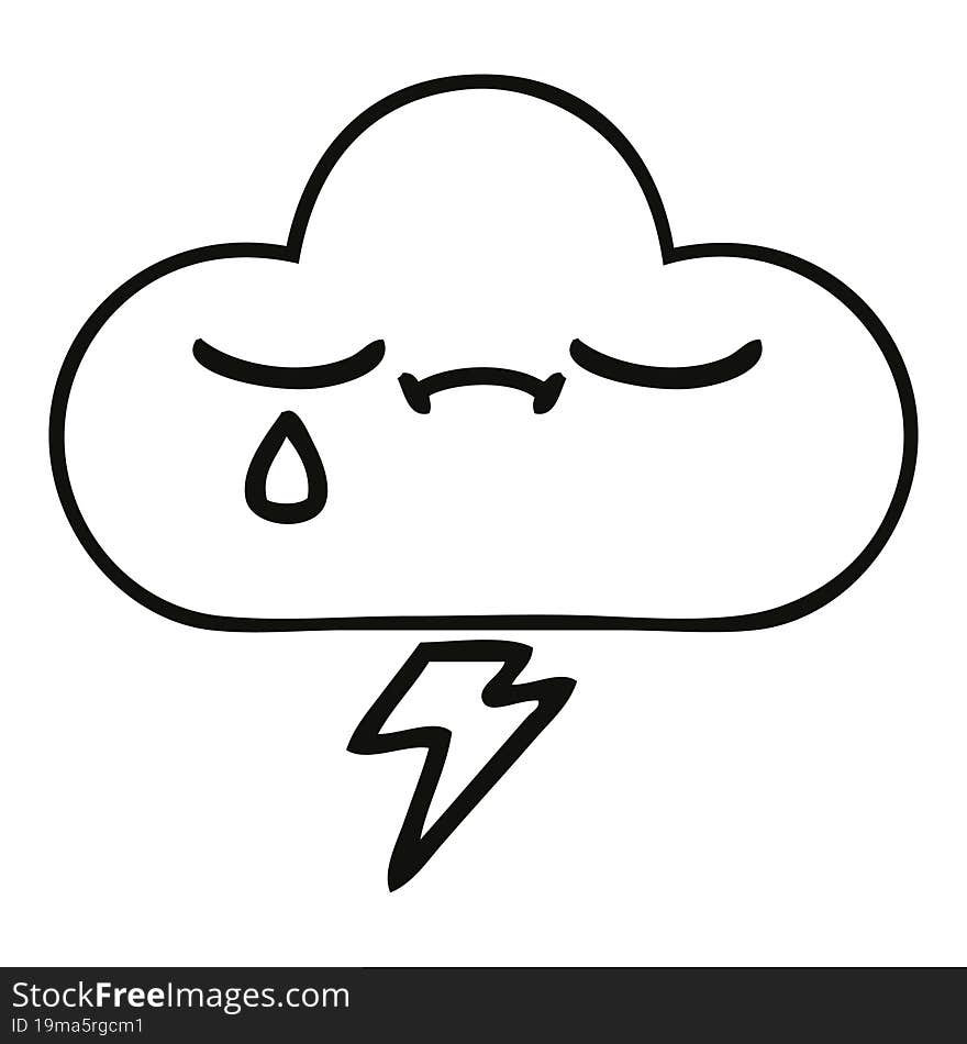 line drawing cartoon storm cloud