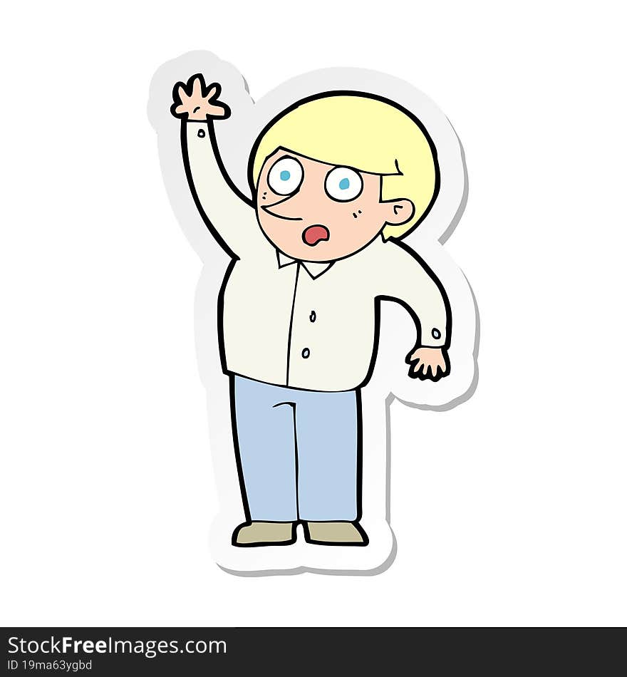 sticker of a cartoon man asking question