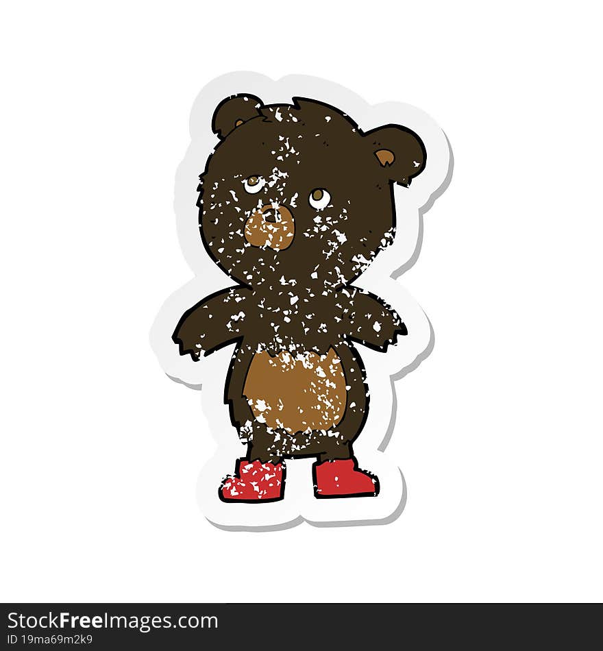 retro distressed sticker of a cartoon cute little bear