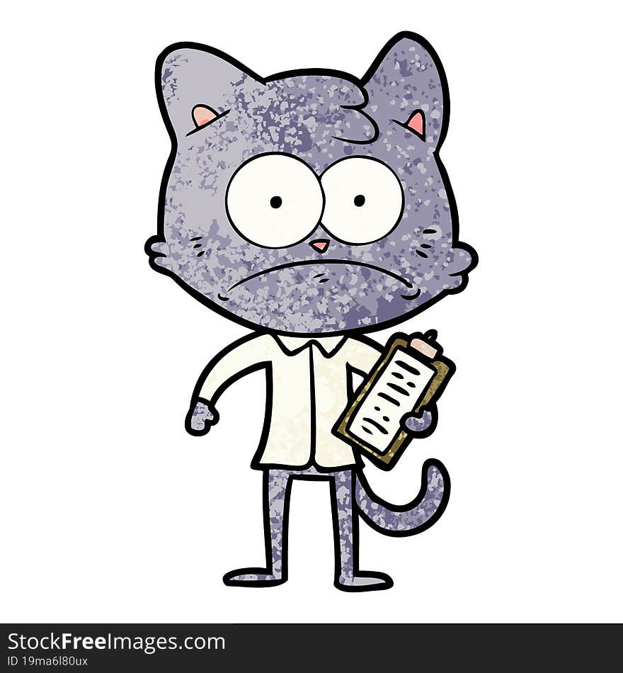 cartoon cat with clipboard. cartoon cat with clipboard