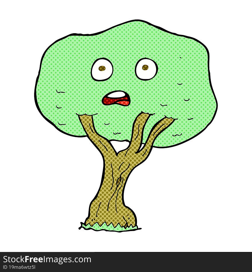 cartoon unhappy tree. cartoon unhappy tree