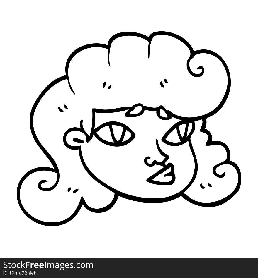 line drawing cartoon blond girls face