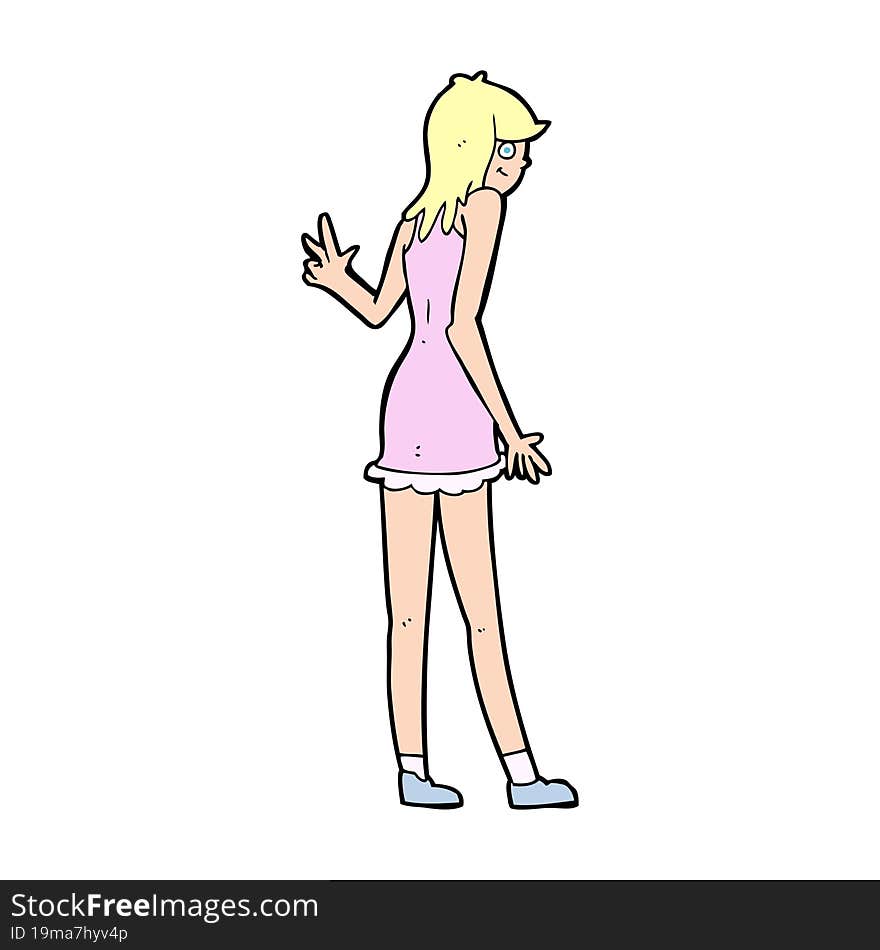 cartoon woman waving