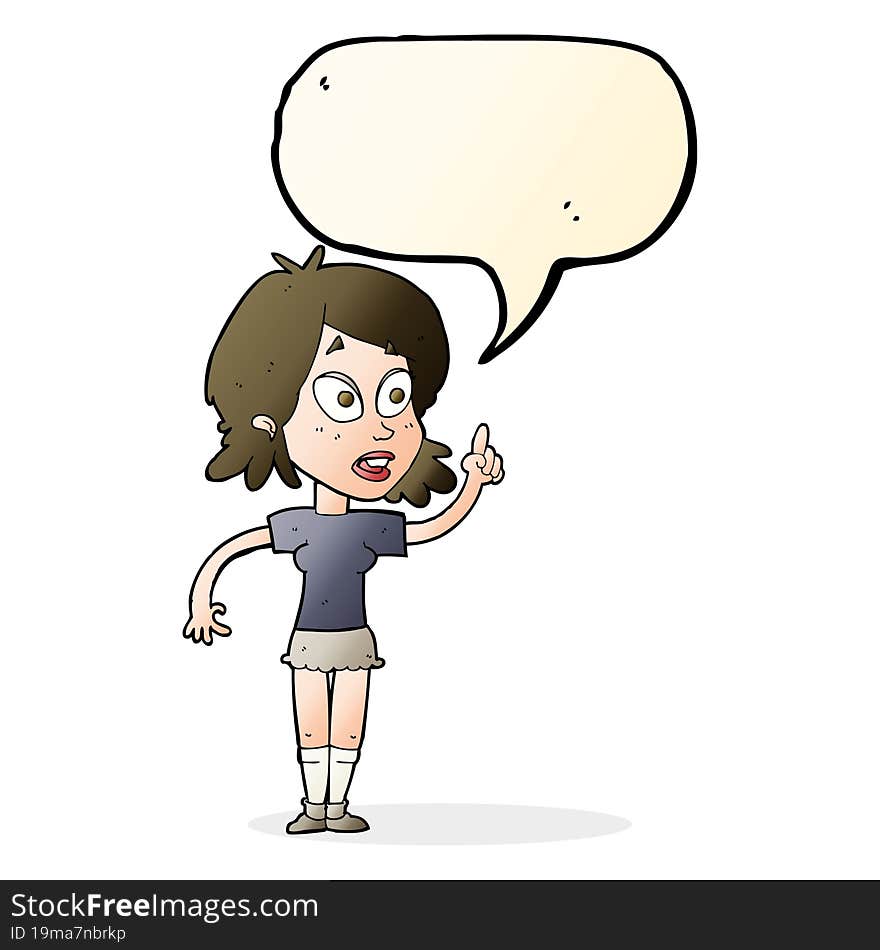 cartoon woman asking question with speech bubble