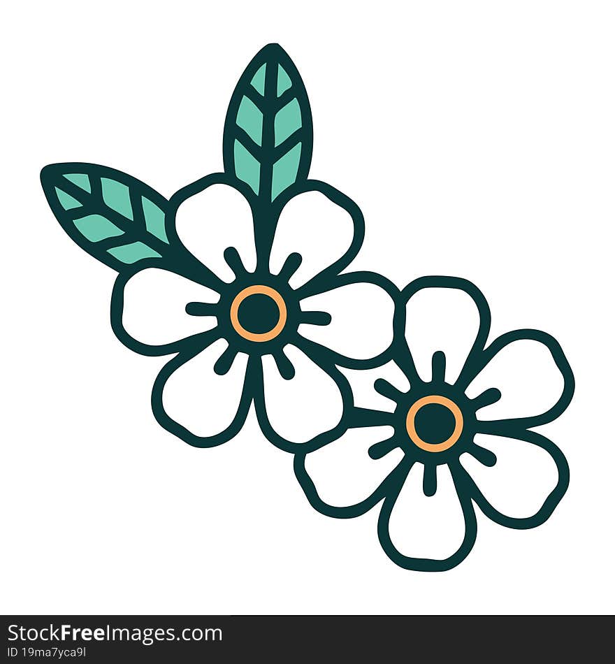 tattoo style icon of flowers