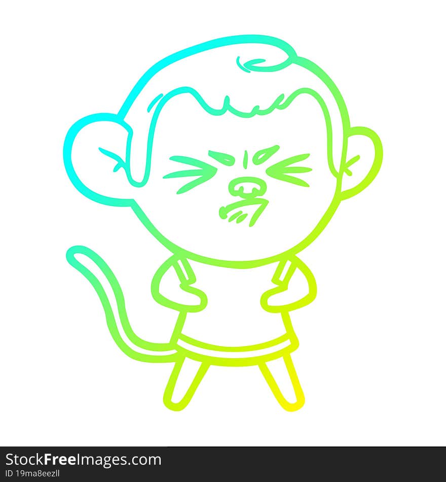 cold gradient line drawing cartoon annoyed monkey