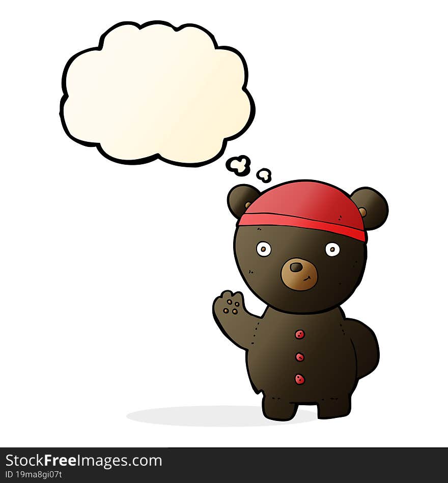 cartoon black bear cub with thought bubble