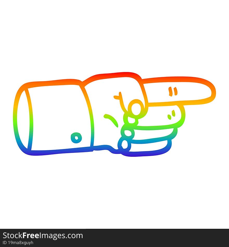 rainbow gradient line drawing of a pointing hand symbol