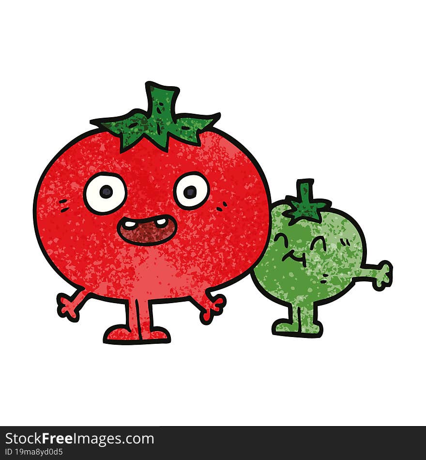 cartoon doodle happy tomatoes