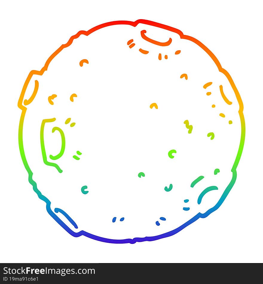 rainbow gradient line drawing cartoon moon