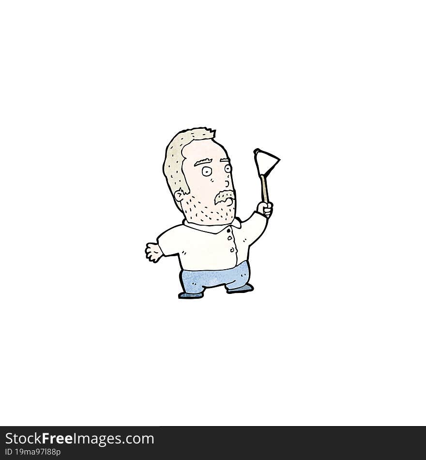 cartoon man waving white flag