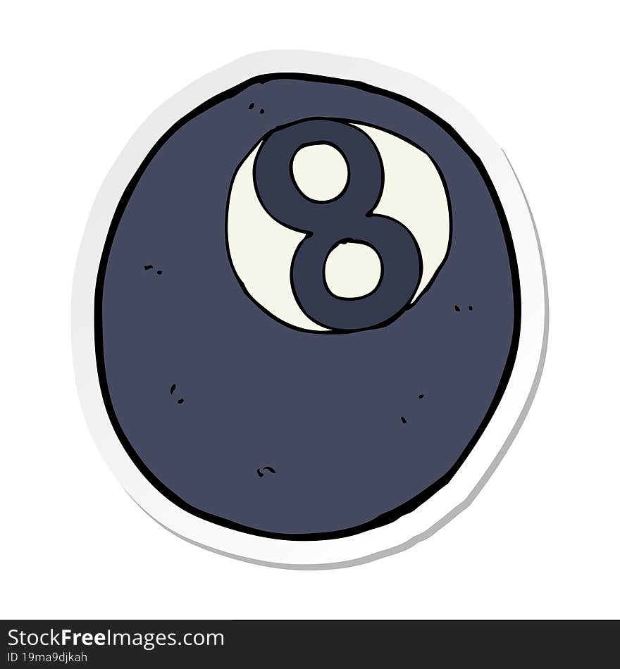 sticker of a cartoon eight ball