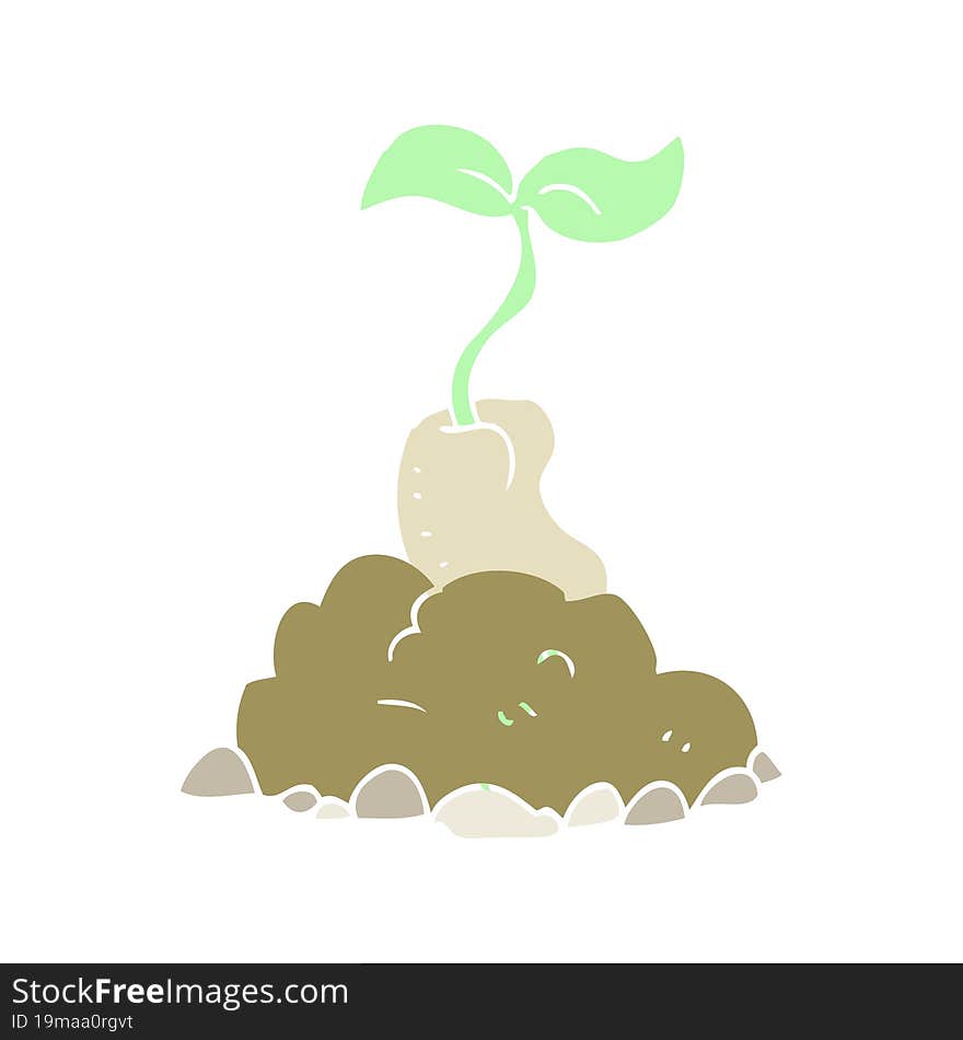 flat color illustration of a cartoon sprouting seed