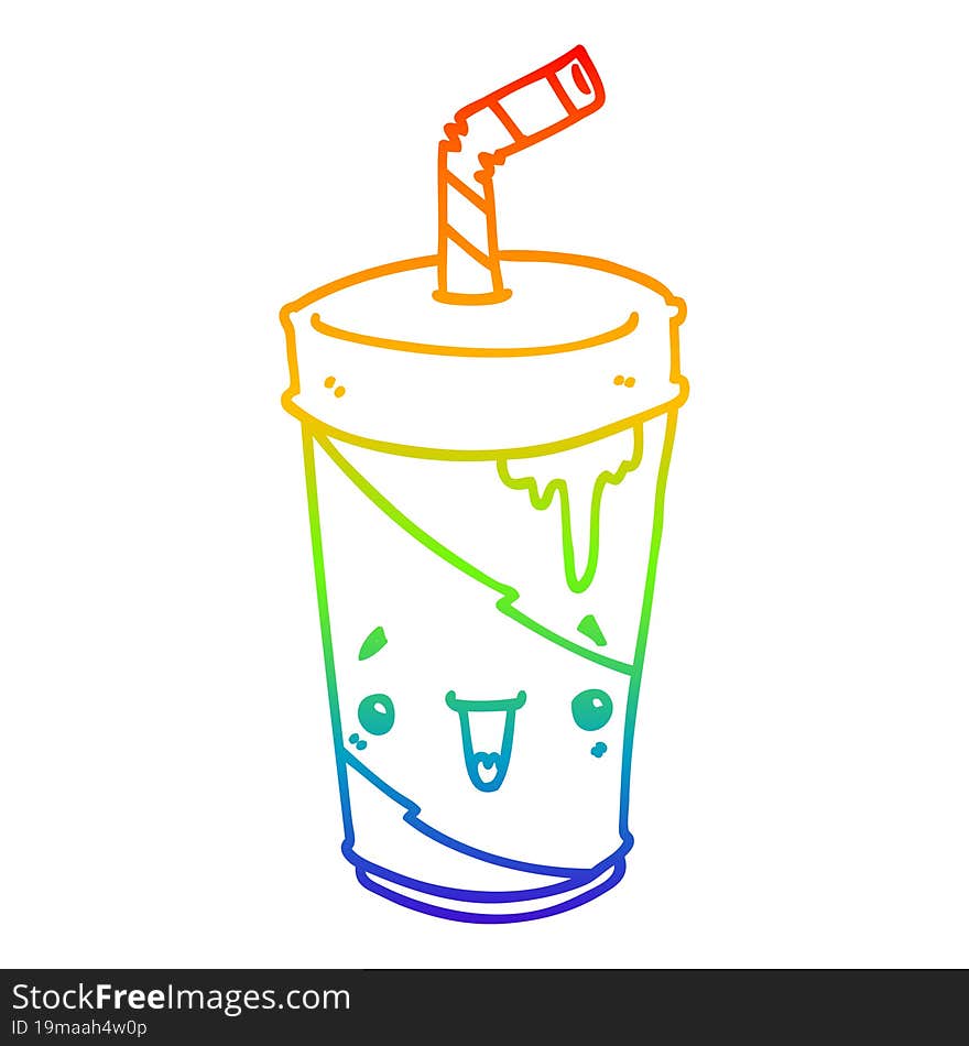 rainbow gradient line drawing cartoon soda cup