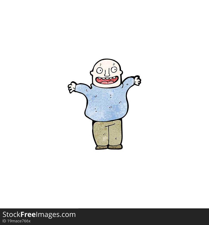 Cartoon Happy Bald Man