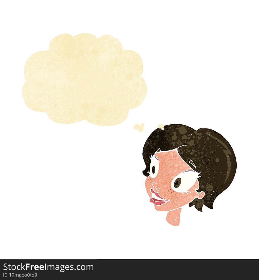 Cartoon Pretty Female Face With Thought Bubble