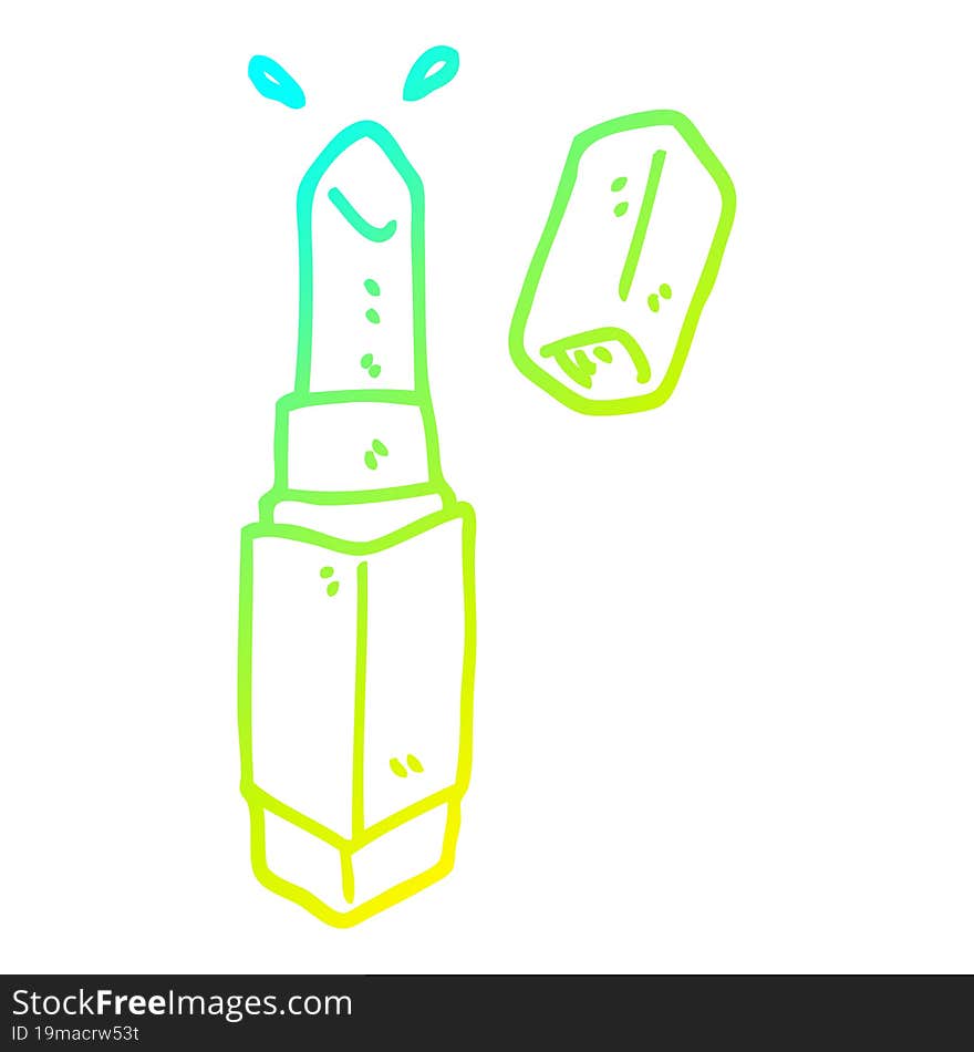 cold gradient line drawing of a cartoon lipstick