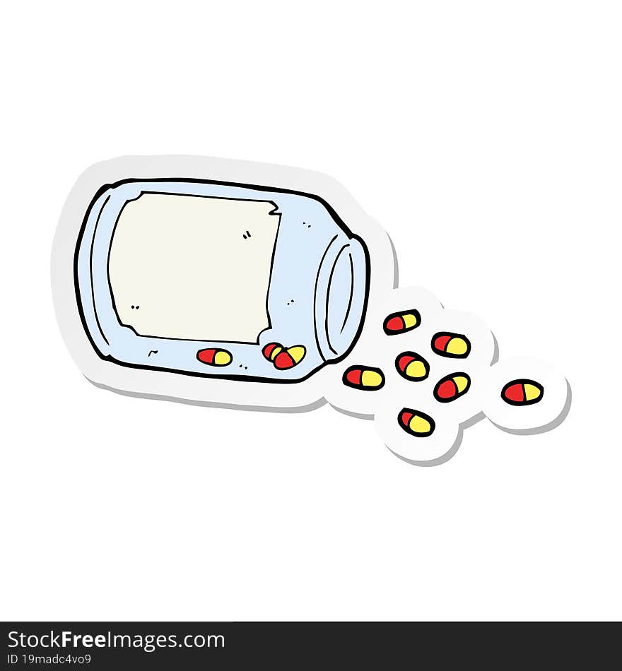 sticker of a cartoon jar of pills