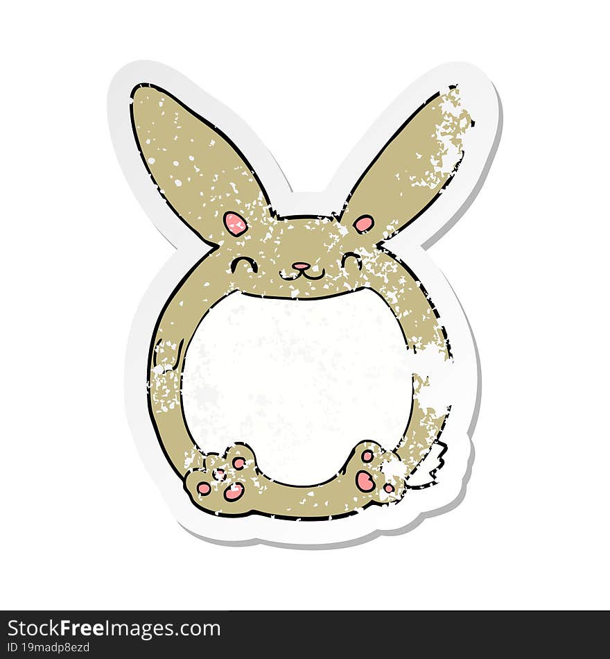 Distressed Sticker Of A Cartoon Rabbit