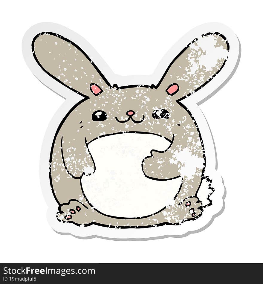 Distressed Sticker Of A Cartoon Rabbit