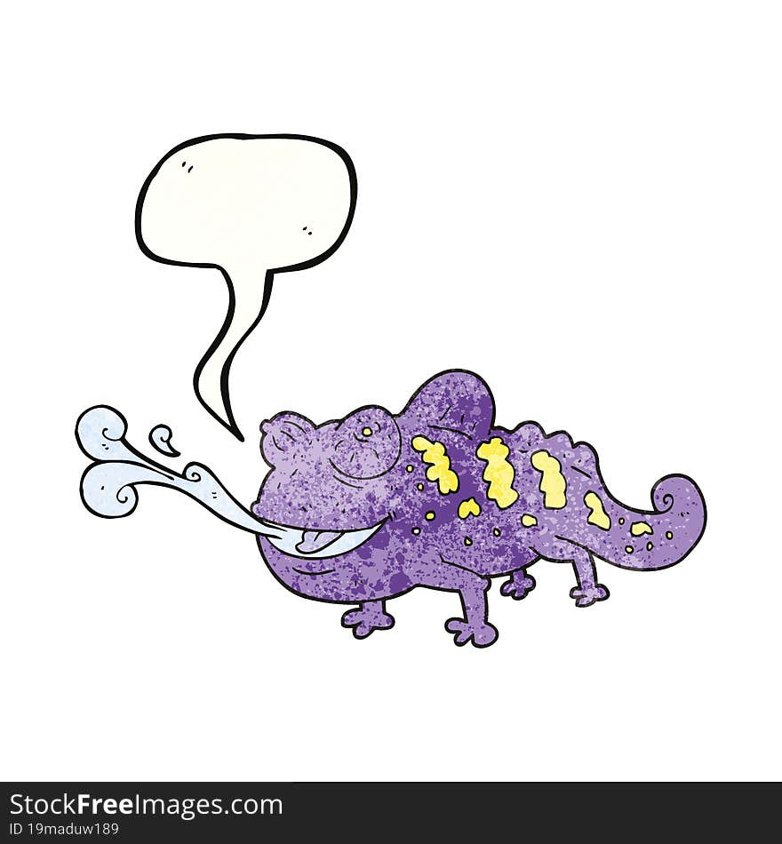 speech bubble textured cartoon chameleon