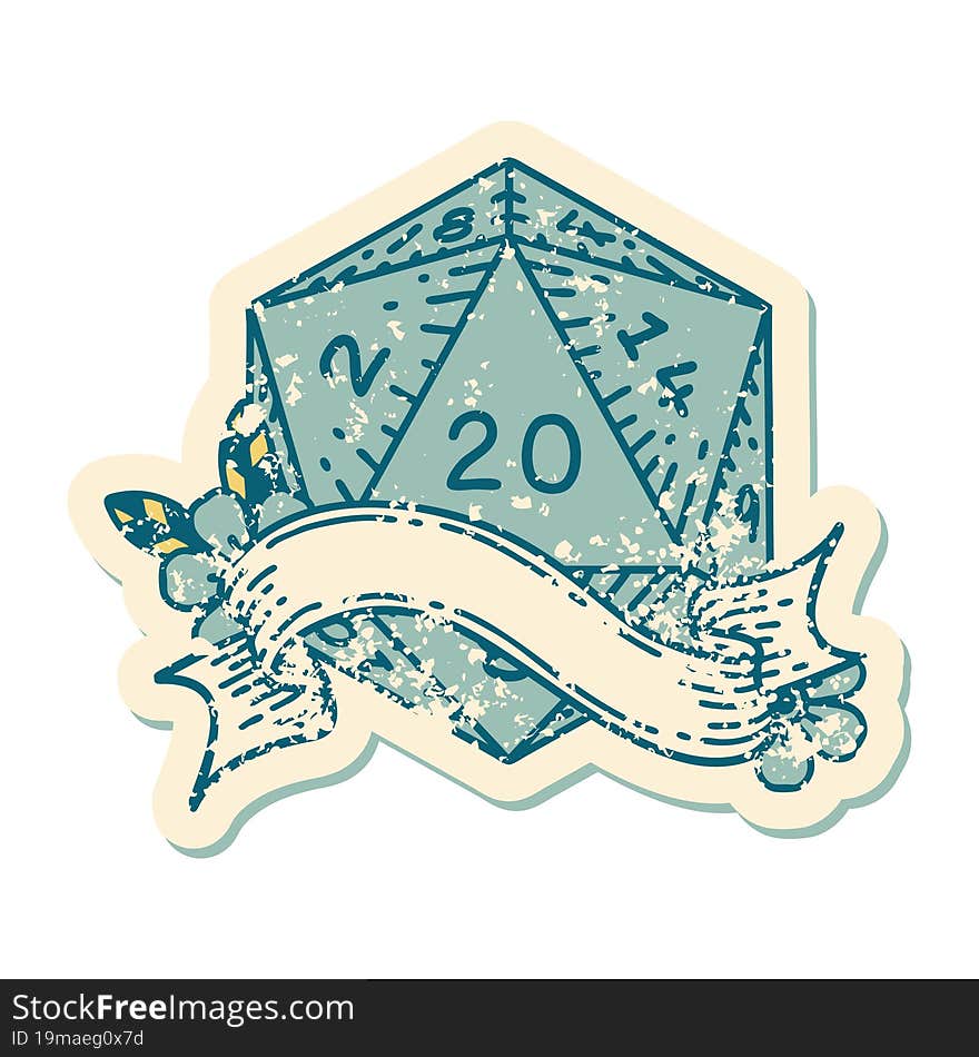 natural twenty D20 dice roll illustration