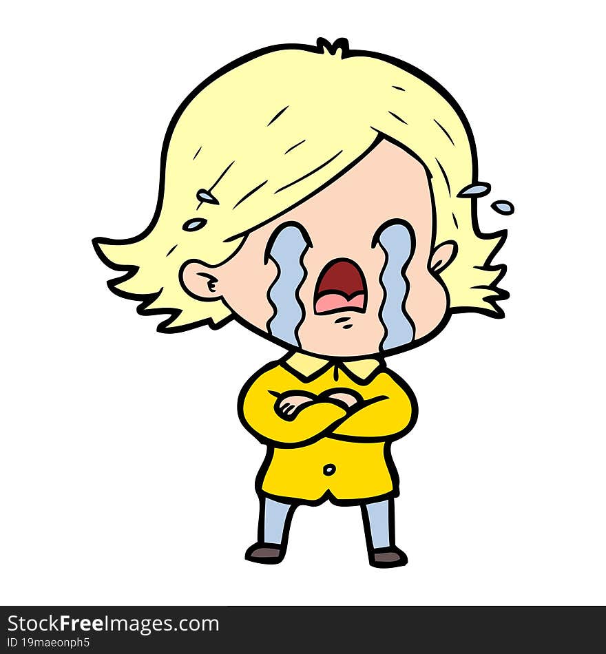 cartoon woman crying. cartoon woman crying