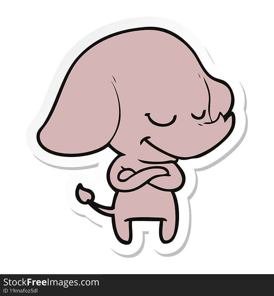 Sticker Of A Cartoon Smiling Elephant