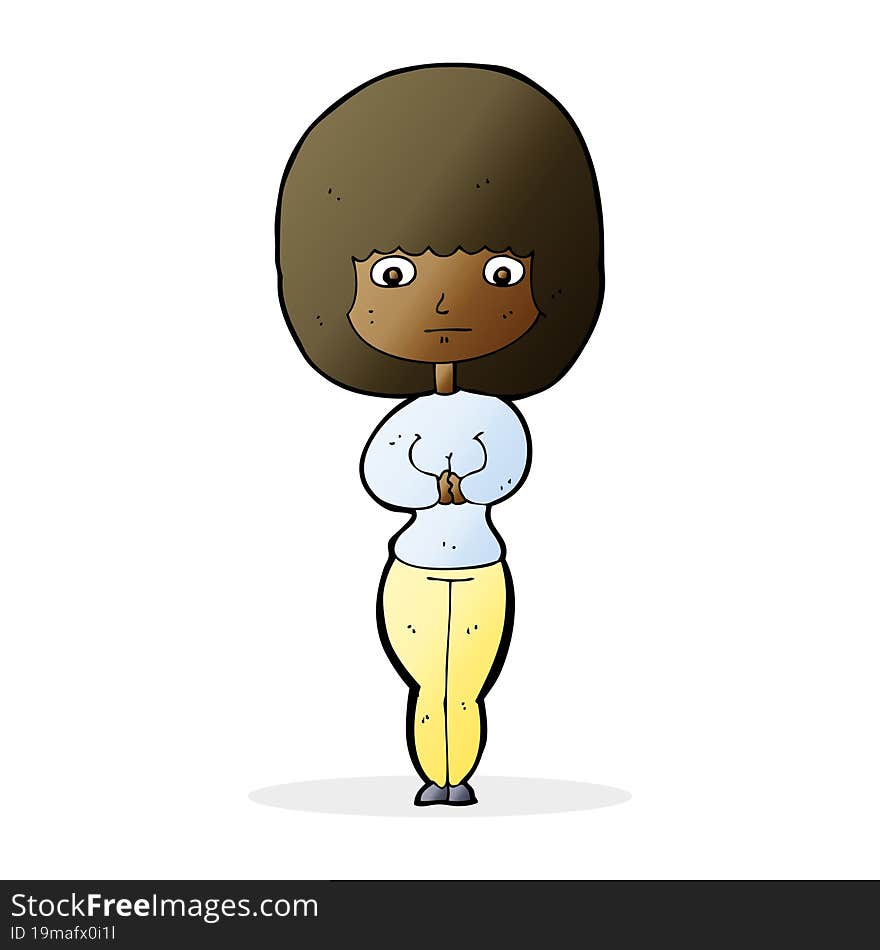 cartoon shy woman