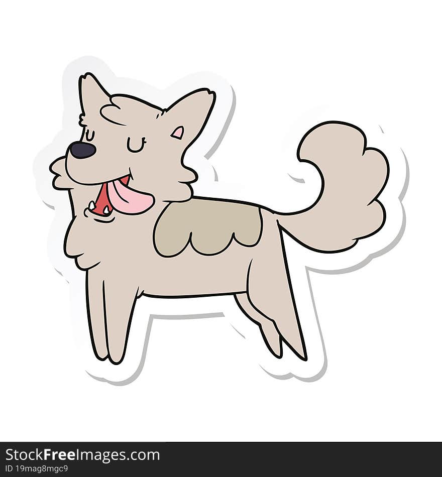 sticker of a cartoon happy dog