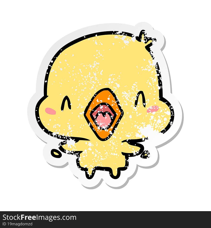 distressed sticker of a cartoon happy bird