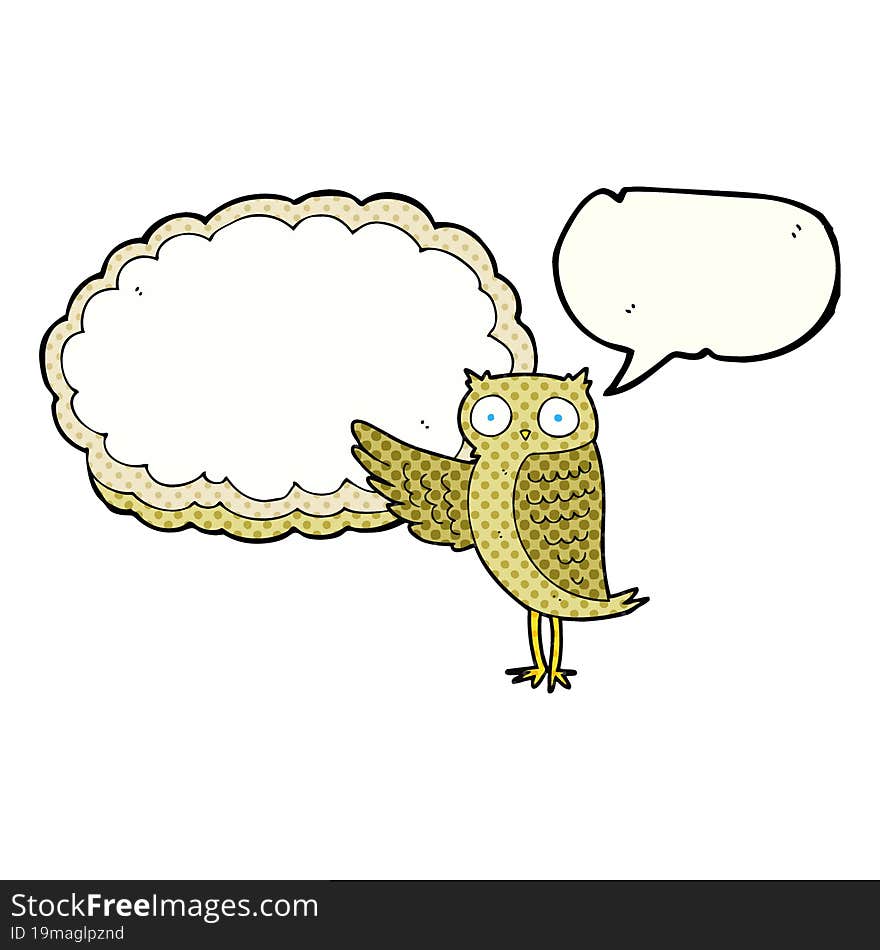 comic book speech bubble cartoon owl pointing