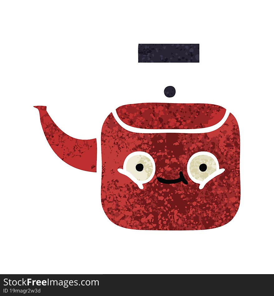 retro illustration style cartoon of a kettle