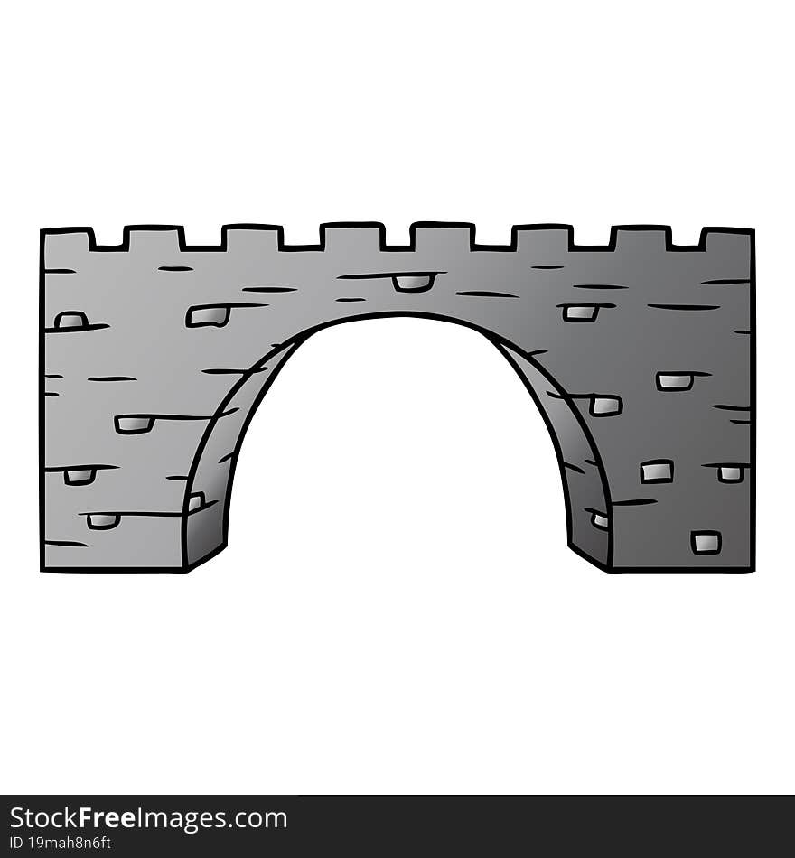 gradient cartoon doodle of a stone bridge