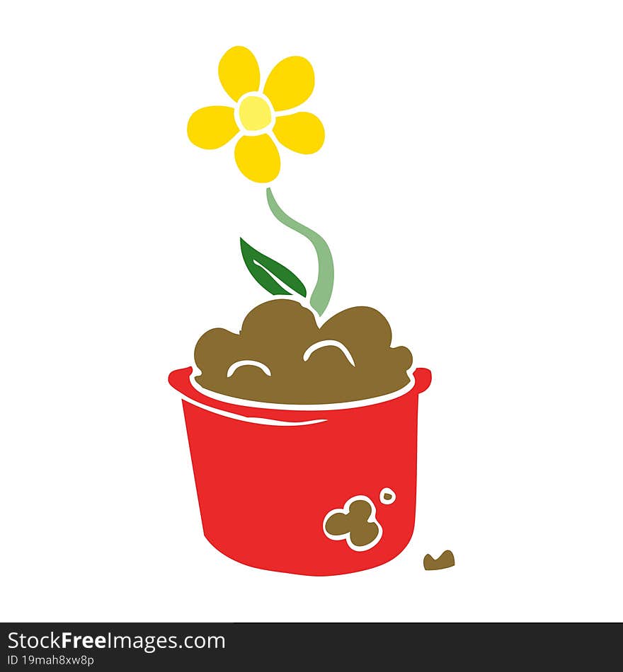 cartoon doodle flower pot