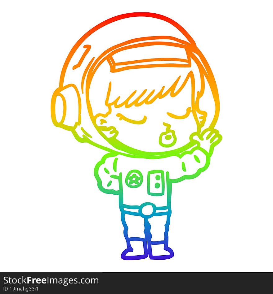 rainbow gradient line drawing cartoon pretty astronaut girl