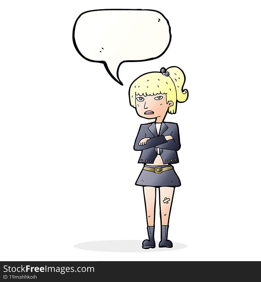 Cartoon Cool Girl With Speech Bubble